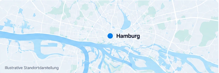 Illustrative Standortdarstellung von Hamburg mit markiertem Schwerpunkt