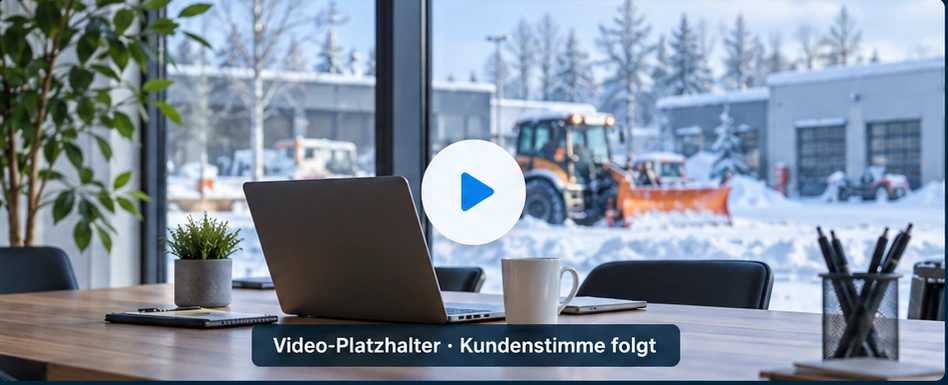 Video-Platzhalter: Arbeitsplatz mit Blick auf einen Winterdiensteinsatz. Originalvideo folgt.